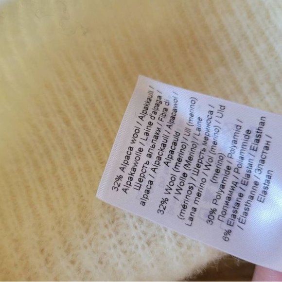 Ganni Alpaca Wool Sweater Mock Neck Balloon Puff Sleeve Yellow Cream XS - Picture 10 of 10